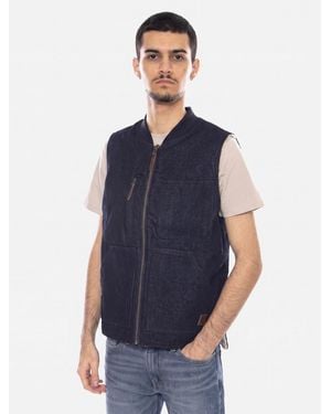 Brixton Weste Builders Abraham Rev Vest -- Reversible Rinse Denim Sherpa Vest - Blau