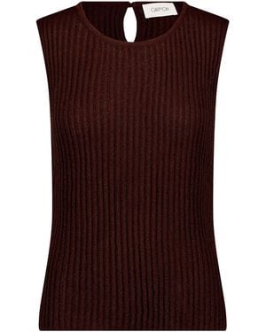 Cartoon Rundhals-Shirt Ohne Arm - Braun