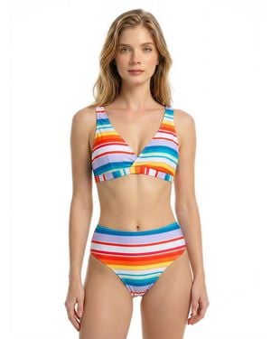 BONVERANO Bikini Damen Gestreiftes Bikini Set Mit Breiten Trägern - Orange