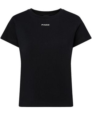 Pinko Shirt Basico T-Shirt Jersey Logo Gommato T-Shirt - Schwarz