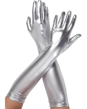 Dirndline Fingerhandschuhe Metallic - Grau