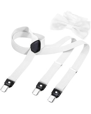 DonDon Hosenträger Hosenträger 2,5 Cm Breit Und Fliege Handgefertigt Für Hochzeit, Party, Smoking, Braun - Weiß