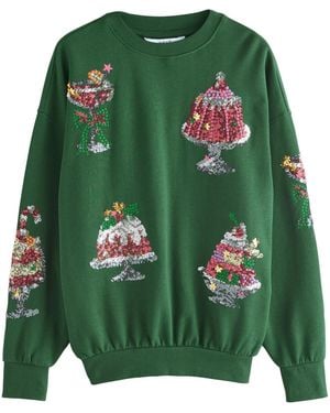 Next Sweatshirt Christmas Food - Grün