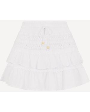 Apricot Cotton Crochet Tiered Mini Skort - Weiß