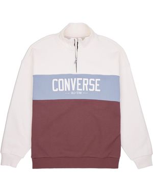 Converse Sweatshirt WOMEN'S HALF-ZIP COLORBLOCKED PULLOVER (1-tlg) - Weiß