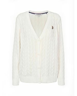 U.S. POLO ASSN. Cardigan Uw V-Neck - Weiß