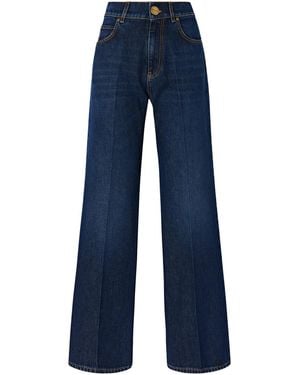 Pinko Jeans Wanda Wide Leg Denim Medium Wash Pantalone - Blau