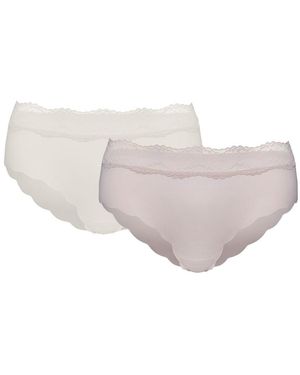 ESOTIQ Panty Taillenslip Pola Im 2Er Pack, Hohe Leibhöhe, Nahtlos, Zarte Rüschen - Weiß