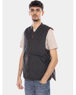 Brixton Weste Builders Abraham Rev Vest -- Reversible Washed Gilet - Grau