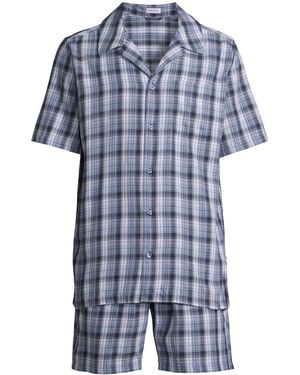 Seidensticker Pyjama Kurz Classic Twill - Blau