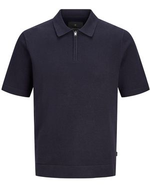 Jack & Jones Herren Poloshirt Jprblamilano Spring Knit Zip - Blau