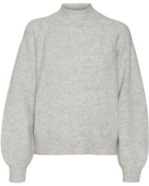 Vero Moda Strickpullover VMLEAF LS HIGH NECK PULLOVER ENT - Grau