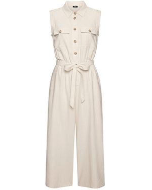 Buffalo Overall ( Bindegürtel) aus Leinenmix, sommerlicher Jumpsuit mit Taschen - Natur