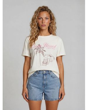 Funky Buddha Damen T-Shirt Aus Baumwolle Mit Aufdruck - Weiß