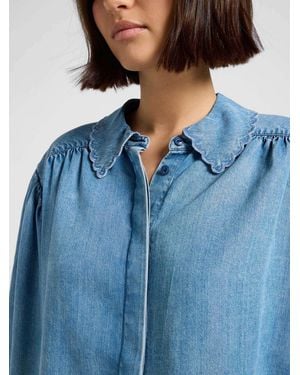 Lee Jeans Bluse Statement Collar Shirt - Blau