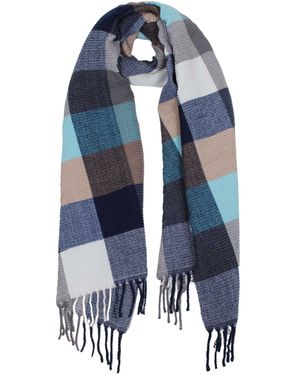 Samaya Leichter, Warmer Plissee-Schal Mit Blockkaro-Muster - Blau