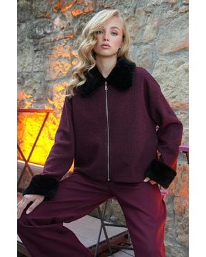 Trend Alaçatı Stili Trend Alaat Stili Strickjacke - Lila