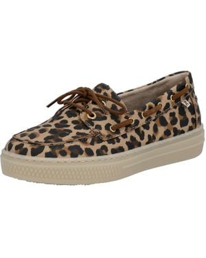 Rieker Bootsschuh Schnürer, Mokassin, Halbschuh im Leo-Look - Braun