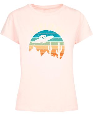 F4NT4STIC T-Shirt 'I Believe Ufo Alien Sonnenuntergang' - Pink