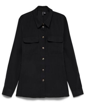 Vero Moda Langarmbluse Vmelliot Ls Shirt Wvn Noos Viskosemischung, Regular Fit - Schwarz