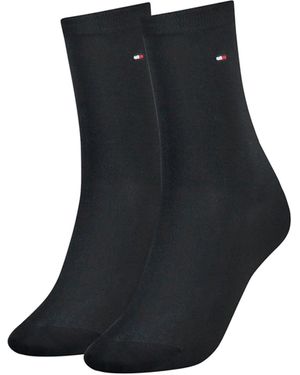 Tommy Hilfiger Socken TH WOMEN SOCK CASUAL 2P (-, 2 Paar) mit flacher Zehennaht - Schwarz