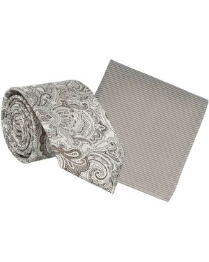 Willen Krawatte Paisley Uni - Grau