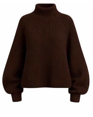 Worldclassca Oversizepullover Oversized Strickpullover Mit Stehkragen - Braun