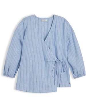 Tommy Hilfiger Bluse Relaxed Fit Pure Wrap Blouse - Blau
