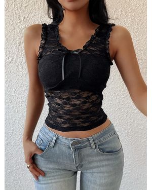 MEETWEE Latzhose Mini Lace Top - Schwarz