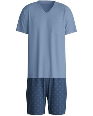 CALIDA Pyjama Kurz Relax Imprint - Blau