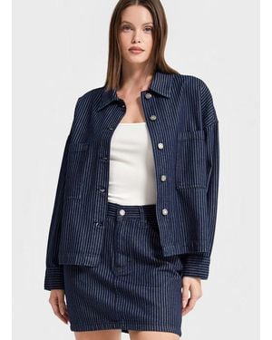its basic Its Basic Oversizeshirt Oversized Pinstriped Denim Shirt - Blau
