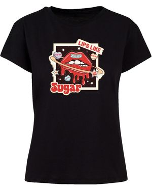 F4NT4STIC T-Shirt 'Lips Like Sugar Retro Fashion Valentinstag' - Schwarz