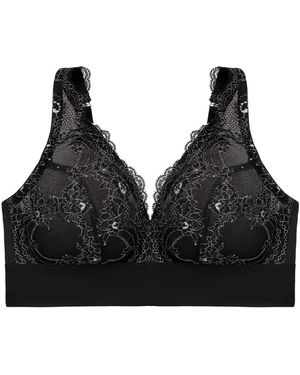 Glamorise Bramour Lexington Plunge-Bralette Mit Spitze - Schwarz