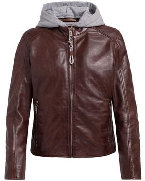 SOCCX Lederjacke Im Biker-Stil Mit Sweatkapuze - Braun