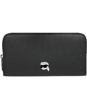 KARL LAGERFELD Portemonnaie Ikon Pebble Continental - Schwarz