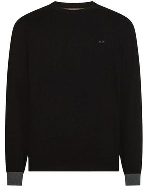 Sun 68 Pullover Wool And Cotton Crewneck Sweater - Schwarz