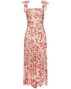 Buffalo Maxikleid Alloverprint, Bandeaukleid, sommerlich, verspielt - Weiß