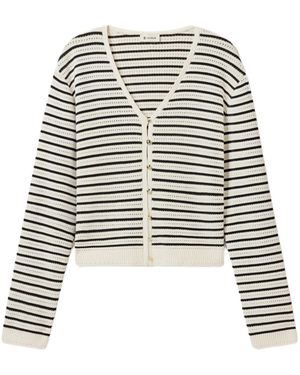 LILYSILK Strickjacke Toscana Pointelle Streifen Strickjacke - Weiß