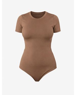 LEAFLETIC Body Short Sleeve Crew Neck Bodysuit - Braun