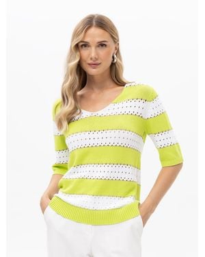 Passioni Pullover Strickpullover Mit Lochmuster - Gelb