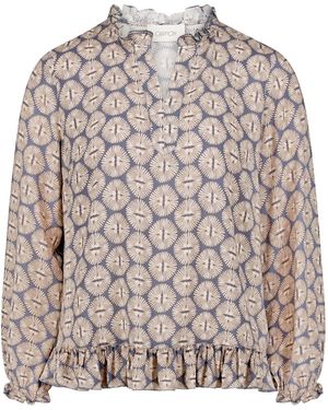 Cartoon Casual-Bluse Mit Raffung - Blau