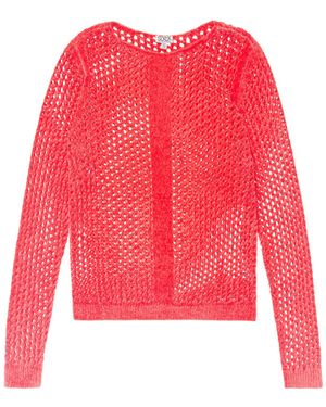 SOCCX Chenille Pullover Mit U-Bootausschnitt - Rot