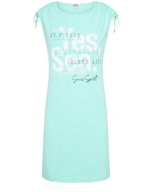 SOCCX Jersey-Kleid Mit Gerafften Schultern Und Artwork - Blau