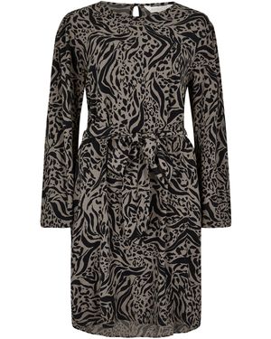 Apricot Mixed Animal Print Shift Mini Dress - Schwarz