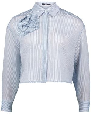 Zero Bluse Gestreift Mit Stoffblume - Blau