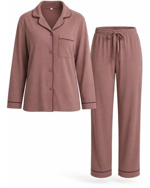 LEAFLETIC Pyjama Nightwear Long Set - Pink