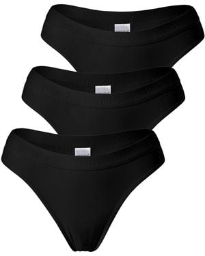 Yenita Strings 3Er Set Damen Tanga Mit Elastischem Logobund - Schwarz