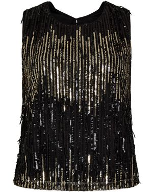 Apricot Sequin Fringe Top - Schwarz