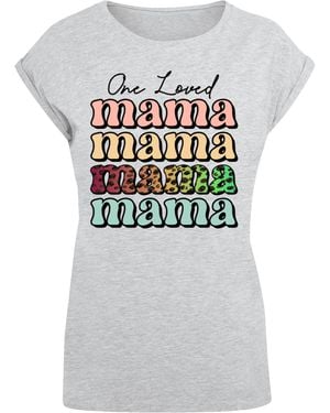 F4NT4STIC T-Shirt Mothers Day Mama Typography Leopard Print Pastel - Grau