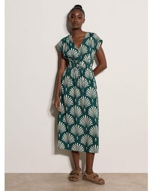 Apricot Fan Print Midaxi Dress - Grün